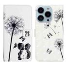 For iPhone 15 Pro Oil Embossed 3D Drawing Leather Phone Case(Couple Dandelion) - 1