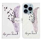 For iPhone 15 Pro Oil Embossed 3D Drawing Leather Phone Case(Feather) - 1