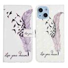 For iPhone 15 Oil Embossed 3D Drawing Leather Phone Case(Feather) - 1