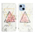 For iPhone 15 Oil Embossed 3D Drawing Leather Phone Case(Triangular Marble) - 1