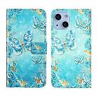 For iPhone 13 mini Oil Embossed 3D Drawing Leather Phone Case(Blue Butterflies) - 1