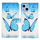 For iPhone 13 mini Oil Embossed 3D Drawing Leather Phone Case(3 Butterflies) - 1