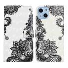 For iPhone 13 Oil Embossed 3D Drawing Leather Phone Case(Lace Flower) - 1