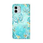 For iPhone 12 mini Oil Embossed 3D Drawing Leather Phone Case(Blue Butterflies) - 3