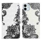 For iPhone 12 mini Oil Embossed 3D Drawing Leather Phone Case(Lace Flower) - 1