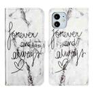 For iPhone 12 mini Oil Embossed 3D Drawing Leather Phone Case(Words Marble) - 1