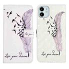 For iPhone 12 mini Oil Embossed 3D Drawing Leather Phone Case(Feather) - 1