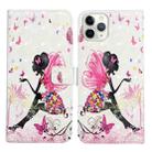 For iPhone 12 / 12 Pro Oil Embossed 3D Drawing Leather Phone Case(Flower Fairy) - 1