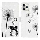 For iPhone 12 / 12 Pro Oil Embossed 3D Drawing Leather Phone Case(Couple Dandelion) - 1