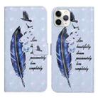For iPhone 12 Pro Max Oil Embossed 3D Drawing Leather Phone Case(Blue Feather) - 1