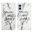 For iPhone 11 Oil Embossed 3D Drawing Leather Phone Case(Words Marble) - 1