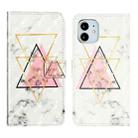 For iPhone 11 Oil Embossed 3D Drawing Leather Phone Case(Triangular Marble) - 1