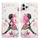 For iPhone 11 Pro Oil Embossed 3D Drawing Leather Phone Case(Flower Fairy) - 1