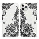 For iPhone 11 Pro Max Oil Embossed 3D Drawing Leather Phone Case(Lace Flower) - 1