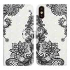For iPhone X / XS Oil Embossed 3D Drawing Leather Phone Case(Lace Flower) - 1