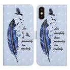 For iPhone X / XS Oil Embossed 3D Drawing Leather Phone Case(Blue Feather) - 1