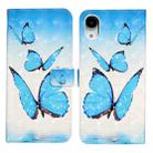 For iPhone XR Oil Embossed 3D Drawing Leather Phone Case(3 Butterflies) - 1