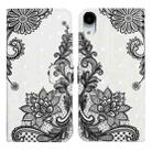 For iPhone XR Oil Embossed 3D Drawing Leather Phone Case(Lace Flower) - 1