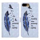 For iPhone 7 Plus / 8 Plus Oil Embossed 3D Drawing Leather Phone Case(Blue Feather) - 1