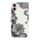 For iPhone 16 Oil Embossed 3D Drawing Leather Phone Case(Lace Flower) - 3