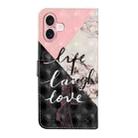 For iPhone 16 Plus Oil Embossed 3D Drawing Leather Phone Case(Stitching Marble) - 3