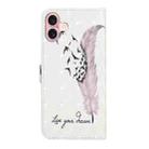 For iPhone 16 Plus Oil Embossed 3D Drawing Leather Phone Case(Feather) - 3