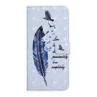 For iPhone 16 Plus Oil Embossed 3D Drawing Leather Phone Case(Blue Feather) - 2