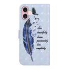 For iPhone 16 Plus Oil Embossed 3D Drawing Leather Phone Case(Blue Feather) - 3