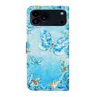 For iPhone 17 Pro Max Oil Embossed 3D Drawing Leather Phone Case(Blue Butterflies) - 3