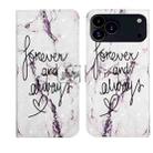 For iPhone 17 Pro Max Oil Embossed 3D Drawing Leather Phone Case(Words Marble) - 1