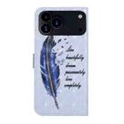 For iPhone 17 Pro Oil Embossed 3D Drawing Leather Phone Case(Blue Feather) - 3