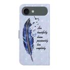 For iPhone 17 Air Oil Embossed 3D Drawing Leather Phone Case(Blue Feather) - 3
