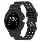 For Google Pixel Watch 2 Integrated Fully Enclosed Silicone Watch Band(Black) - 1