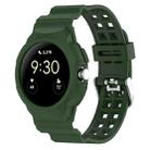 For Google Pixel Watch 2 Integrated Fully Enclosed Silicone Watch Band(Army Green) - 1