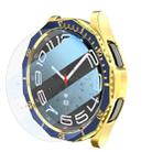 For Samsung Galaxy Watch6 Classic 47mm R960 Electroplate PC Case + Tempered Film + Watch Bezel Ring Set(Blue+Gold) - 1