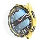 For Samsung Galaxy Watch6 Classic 43mm R950 Electroplate PC Case + Tempered Film + Watch Bezel Ring Set(Black+Gold) - 1