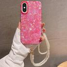 For iPhone X / XS Shell Texture Crossbody Pearl Chain TPU Hybrid Acrylic Phone Case(Rose Red) - 1