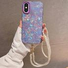 For iPhone X / XS Shell Texture Crossbody Pearl Chain TPU Hybrid Acrylic Phone Case(Purple) - 1