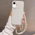 For iPhone XR Shell Texture Crossbody Pearl Chain TPU Hybrid Acrylic Phone Case(White) - 1