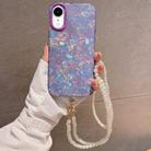 For iPhone XR Shell Texture Crossbody Pearl Chain TPU Hybrid Acrylic Phone Case(Purple) - 1