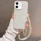 For iPhone 11 Shell Texture Crossbody Pearl Chain TPU Hybrid Acrylic Phone Case(White) - 1
