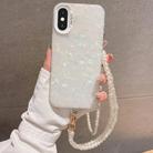 For iPhone XS Max Shell Texture Crossbody Pearl Chain TPU Hybrid Acrylic Phone Case(White) - 1