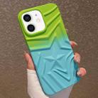 For iPhone 12 Gradient Star TPU Phone Case(Green Blue) - 1