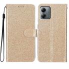 For Motorola Moto G14 Glitter Powder Flip Leather Phone Case(Gold) - 1