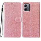 For Motorola Moto G14 Glitter Powder Flip Leather Phone Case(Rose Gold) - 1