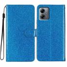 For Motorola Moto G14 Glitter Powder Flip Leather Phone Case(Blue) - 1