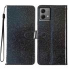 For Motorola Moto G84 5G Glitter Powder Flip Leather Phone Case(Black) - 1