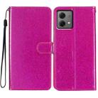 For Motorola Moto G84 5G Glitter Powder Flip Leather Phone Case(Rose Red) - 1