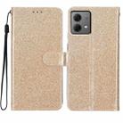 For Motorola Moto G84 5G Glitter Powder Flip Leather Phone Case(Gold) - 1