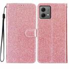 For Motorola Moto G84 5G Glitter Powder Flip Leather Phone Case(Rose Gold) - 1